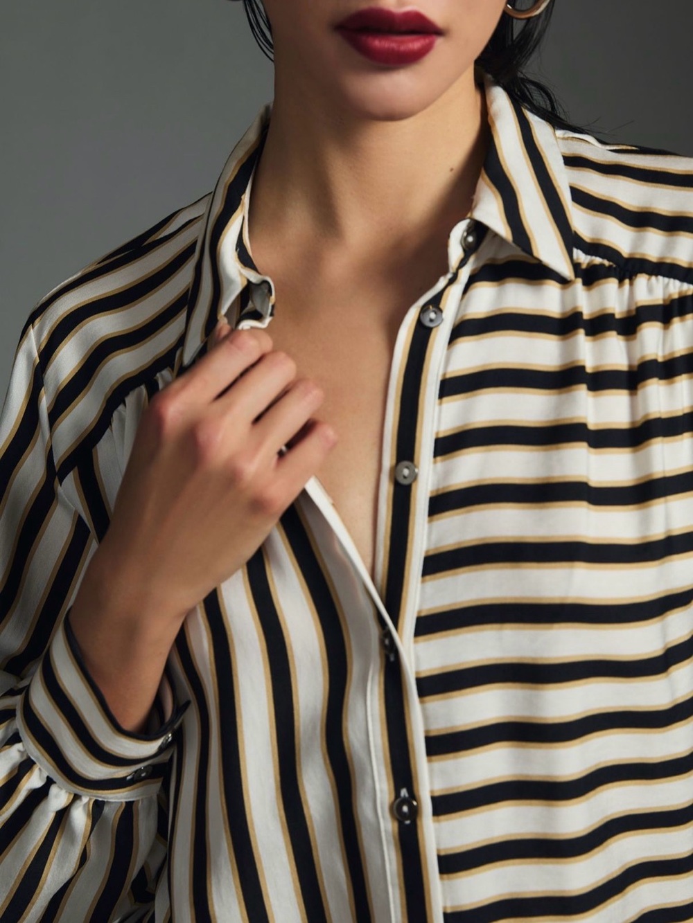 Maeve Silky Striped Buttondown